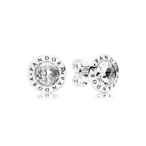 (imagine pentru) Logo PANDORA strălucitor - 296216CZ - Cercei PANDORA