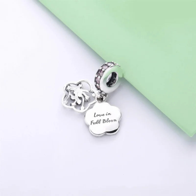(imagine pentru) Talisman pandantiv PANDORA Pavé Peach Blossom Flower - Vizualizare 4