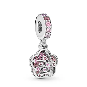 (imagine pentru) Talisman pandantiv PANDORA Pavé Peach Blossom Flower