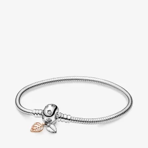 (imagine pentru) Brățară Pandora Frunze & Lanț de șarpe din aur rose - 588333CZ