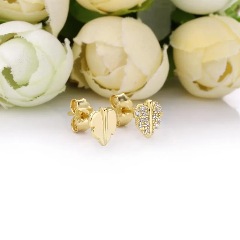 (imagine pentru) Cercei Pandora cu Stralucitoare si spumante Frunze placat cu aur de 14 k - 26833 - Vizualizare 2