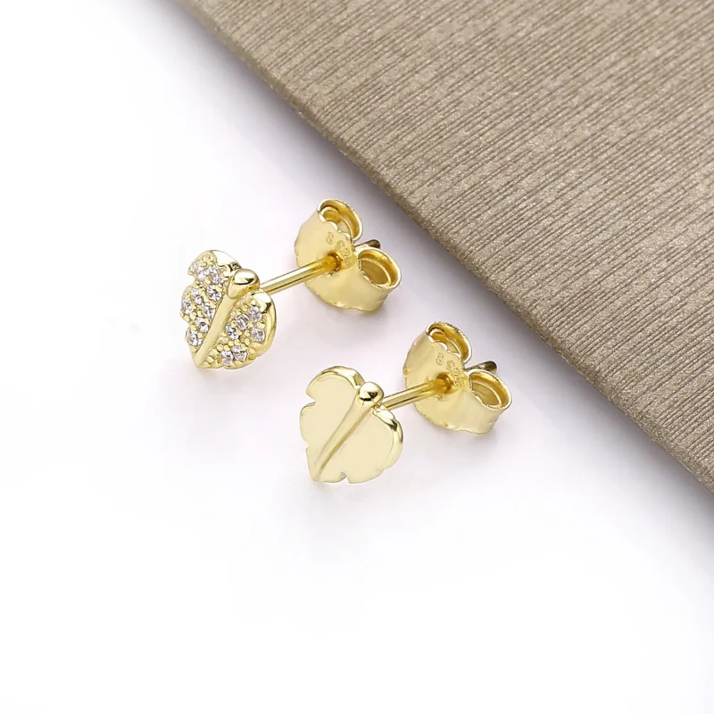 (imagine pentru) Cercei Pandora cu Stralucitoare si spumante Frunze placat cu aur de 14 k - 26833 - Vizualizare 4