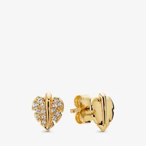 (imagine pentru) Cercei Pandora cu Stralucitoare si spumante Frunze placat cu aur de 14 k - 268334CZ