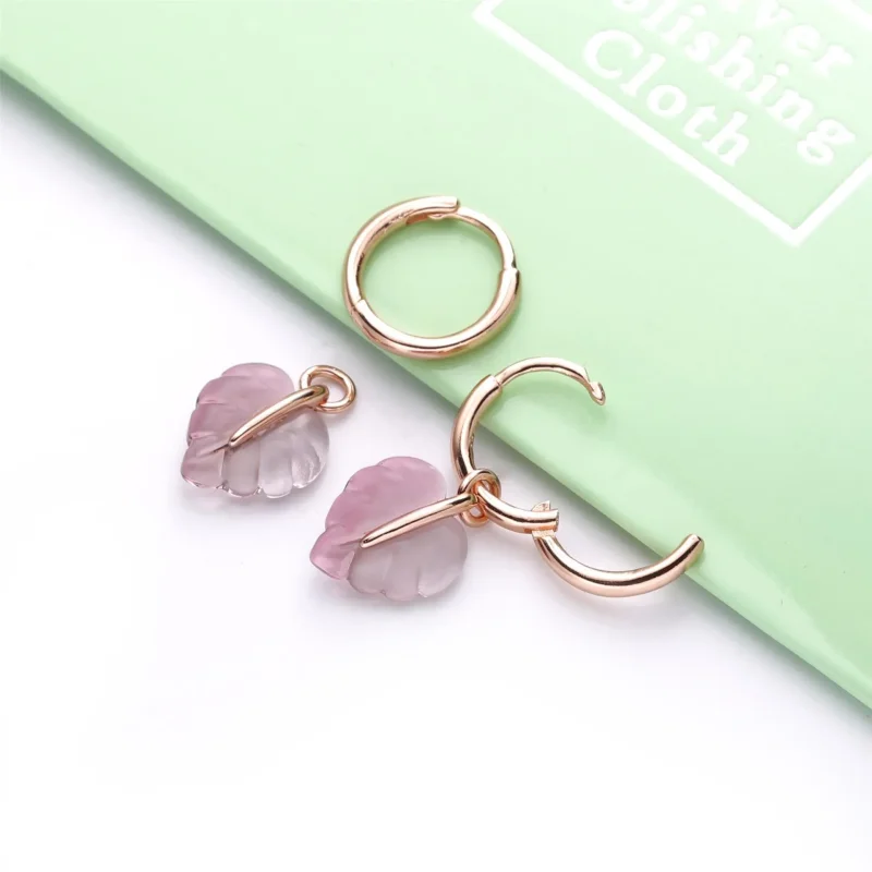 (imagine pentru) Cercei rotunzi Pandora cu Roz Murano frunze de sticlă din aur rose - 288317PMU - Vizualizare 4