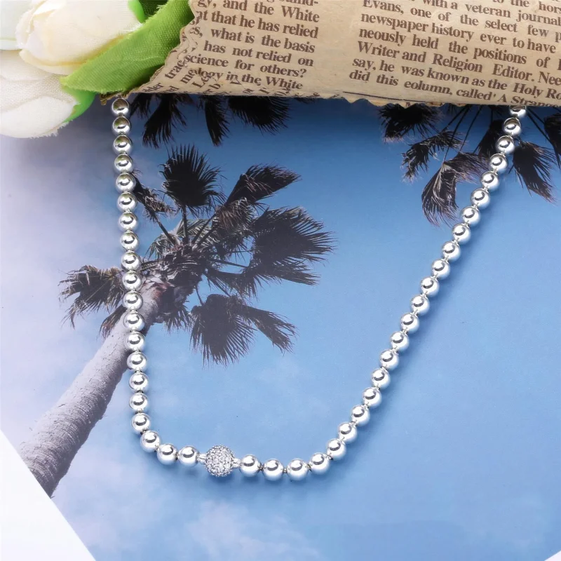 (imagine pentru) Colier cu lanț PANDORA Beads & Pavé - 398565C01 - Vizualizare 2