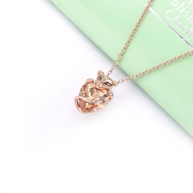(imagine pentru) Colier Pandora cu Spumant Lioness Heart din aur rose - 388068CZM - Vizualizare 2