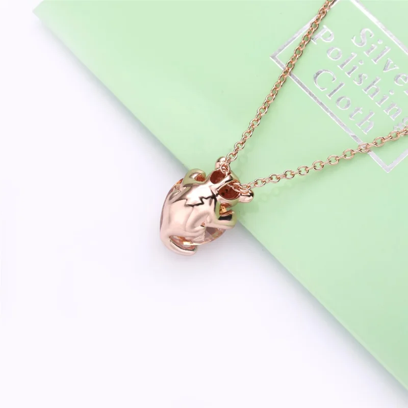 (imagine pentru) Colier Pandora cu Spumant Lioness Heart din aur rose - 388068CZM - Vizualizare 3
