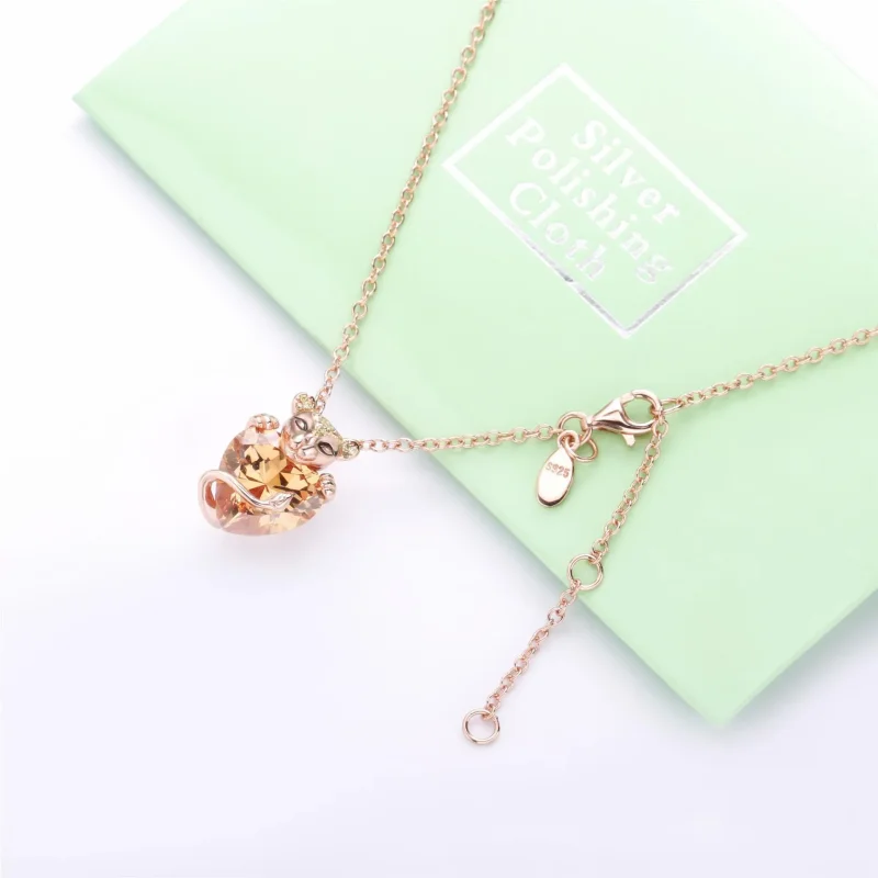 (imagine pentru) Colier Pandora cu Spumant Lioness Heart din aur rose - 388068CZM - Vizualizare 4
