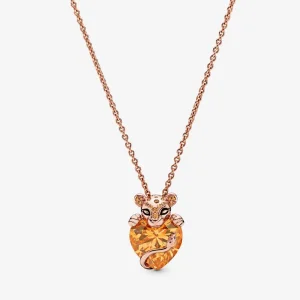 (imagine pentru) Colier Pandora cu Spumant Lioness Heart din aur rose - 388068CZM