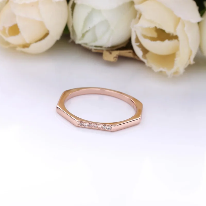 (imagine pentru) Inel Pandora cu Multifaceted din aur rose - 188343CZ - Vizualizare 2