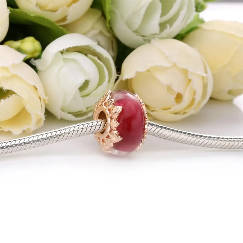 (imagine pentru) Talisman cu frunze și sticlă de Murano roz - 788244 - Vizualizare 3