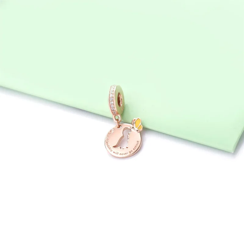 (imagine pentru) Talisman pandantiv Pandora cu Dinozaur & Butterfly Prietenie din aur rose - 7881 - Vizualizare 2