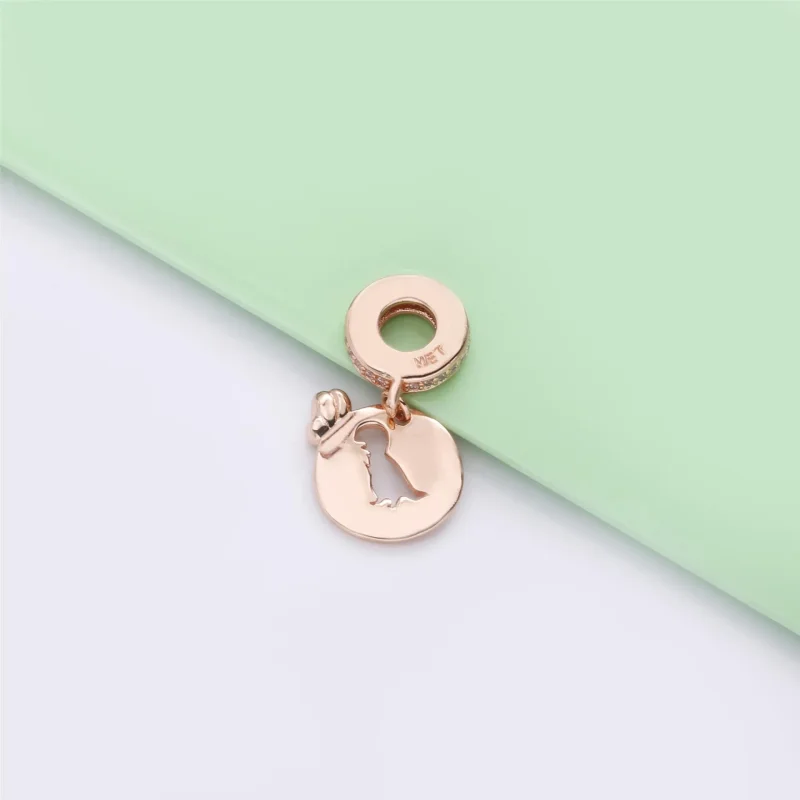 (imagine pentru) Talisman pandantiv Pandora cu Dinozaur & Butterfly Prietenie din aur rose - 7881 - Vizualizare 4