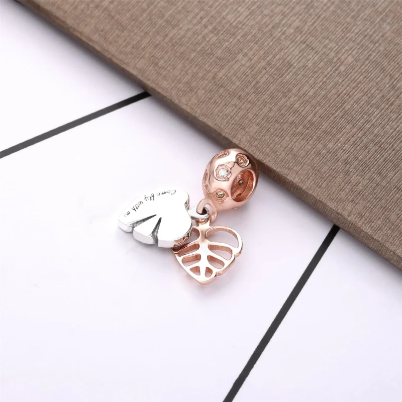 (imagine pentru) Talisman pandantiv Pandora cu Frunze spumante din aur rose - 788247CZ - Vizualizare 3