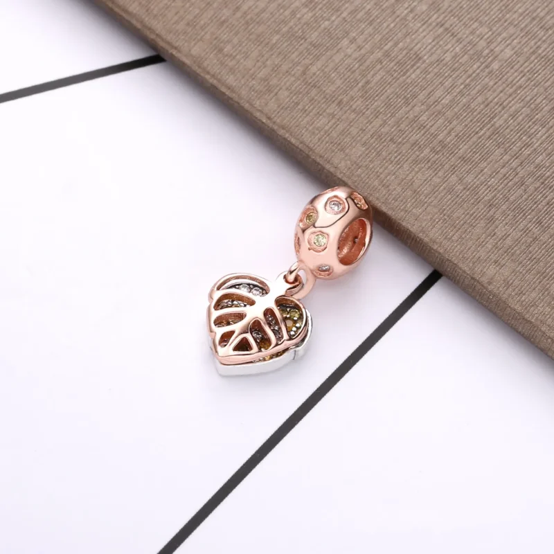 (imagine pentru) Talisman pandantiv Pandora cu Frunze spumante din aur rose - 788247CZ - Vizualizare 4