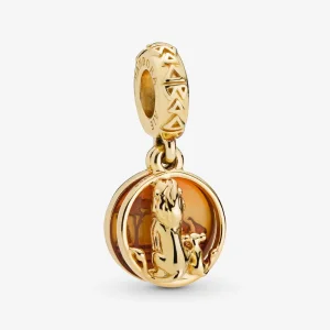 (imagine pentru) Talisman pandantiv Pandora Disney Simba & Mufasa Sunset placat cu aur de 14 k - 768262ENMX