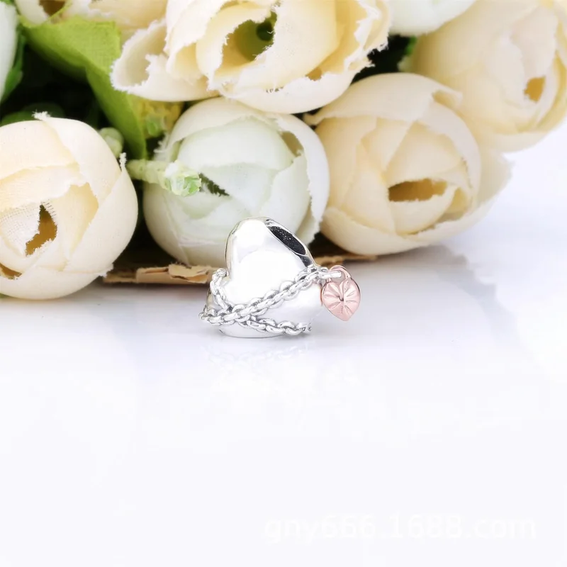 (imagine pentru) Talisman Pandora Inimă înlănțuită din aur rose - 788344 - Vizualizare 3