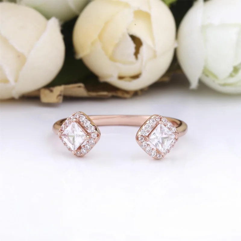 (imagine pentru) Inel Pandora cu Sclipire pătrată din aur rose - 188506C01 - Vizualizare 2