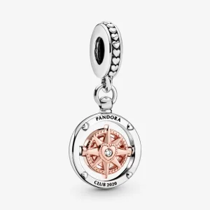 (imagine pentru) Talisman pandantiv Pandora cu Pandora Club 2020 Busolă din aur rose - 788590C01