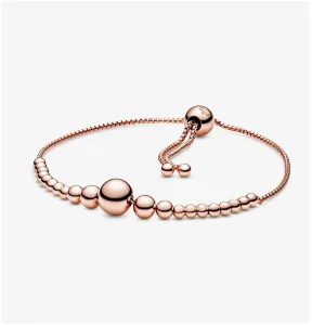 (imagine pentru) Brățară Pandora cu Șir de margele din din aur rose - 587749C00