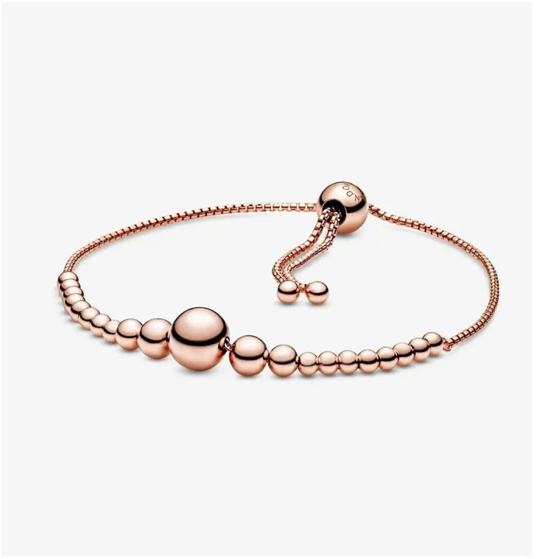 (imagine pentru) Brățară Pandora cu Șir de margele din din aur rose - 587749C00