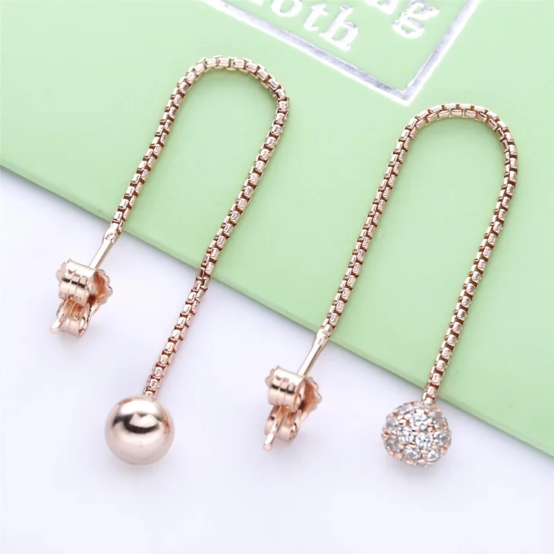 (imagine pentru) Cercei lungi Pandora cu Lustruit & Pavé din aur rose - 288325CZ - Vizualizare 2
