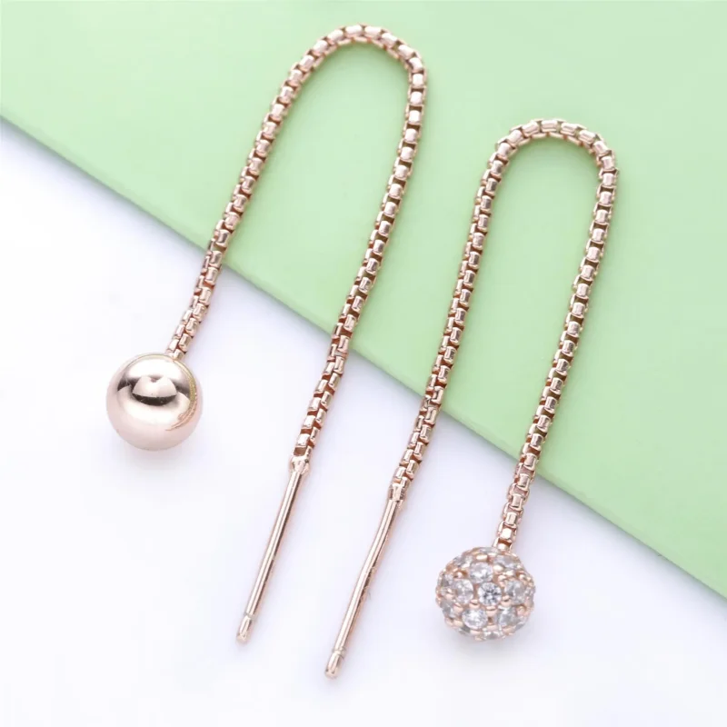 (imagine pentru) Cercei lungi Pandora cu Lustruit & Pavé din aur rose - 288325CZ - Vizualizare 3