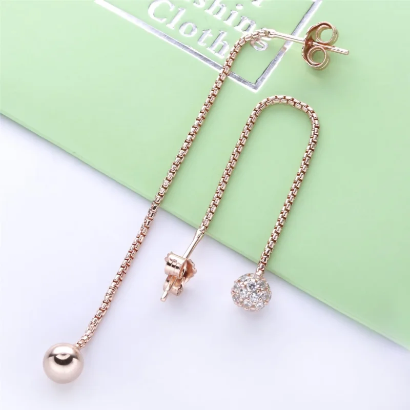 (imagine pentru) Cercei lungi Pandora cu Lustruit & Pavé din aur rose - 288325CZ - Vizualizare 4