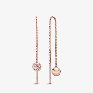 (imagine pentru) Cercei lungi Pandora cu Lustruit & Pavé din aur rose - 288325CZ