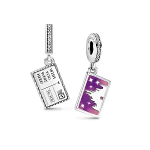(imagine pentru) Talisman pandantiv Pandora cu Disney Parks Exclusive Wish You Were Here Disneyland Paris din argint - 798783C01