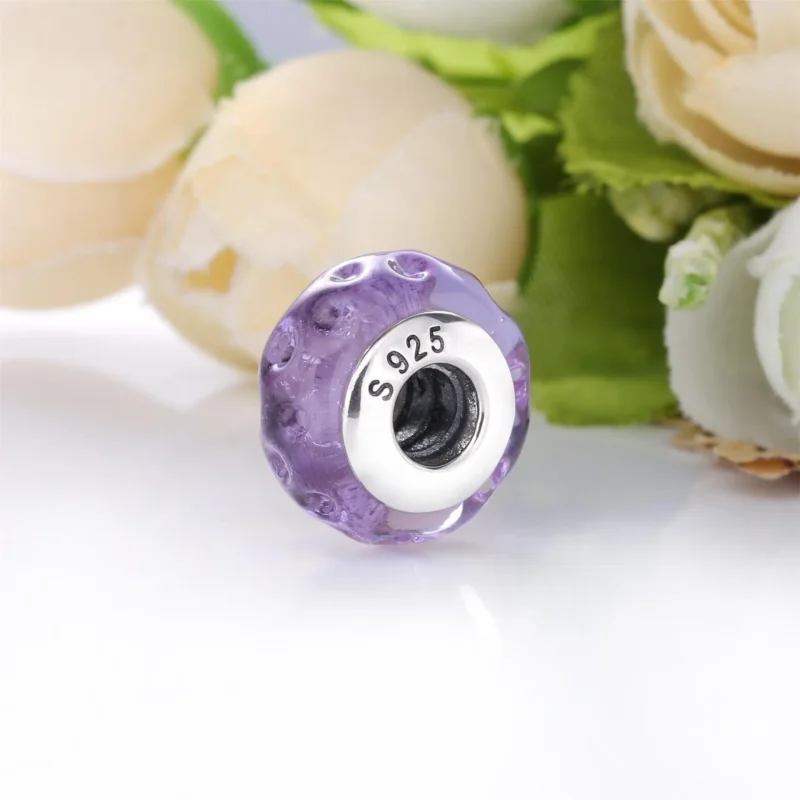 (imagine pentru) Talisman PANDORA din sticlă de Murano în nuanța lavandei - 798875C00 - Vizualizare 4