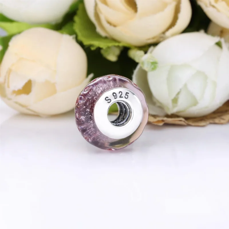 (imagine pentru) Talisman PANDORA din sticlă de Murano roz cu valuri fantezie - 798872C00 - Vizualizare 3