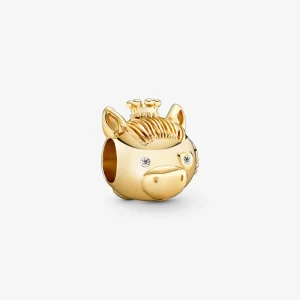 (imagine pentru) Talisman Pandora Strălucitoare Zodiac Cal placat cu aur de 14 k - 768593C01