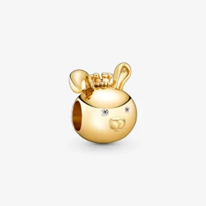 (imagine pentru) Talisman Pandora Strălucitoare Zodiac Iepure placat cu aur de 14 k - 768585C01