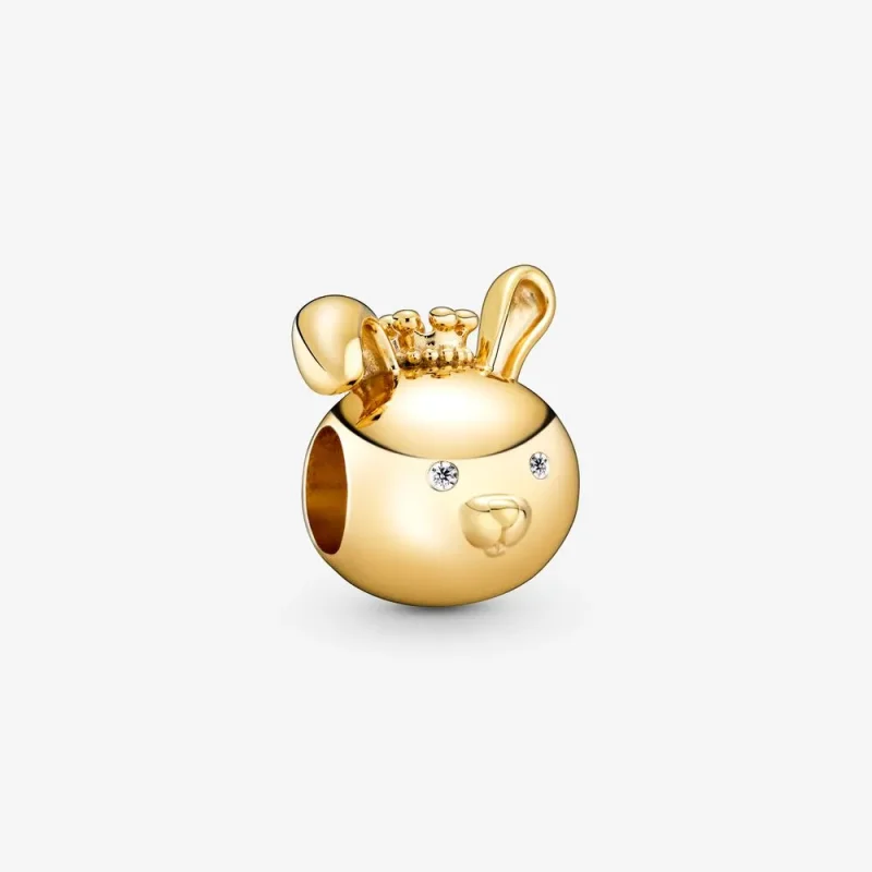 (imagine pentru) Talisman Pandora Strălucitoare Zodiac Iepure placat cu aur de 14 k - 768585C01