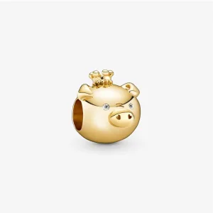 (imagine pentru) Talisman Pandora Strălucitoare Zodiac porc placat cu aur de 14 k - 768591C01