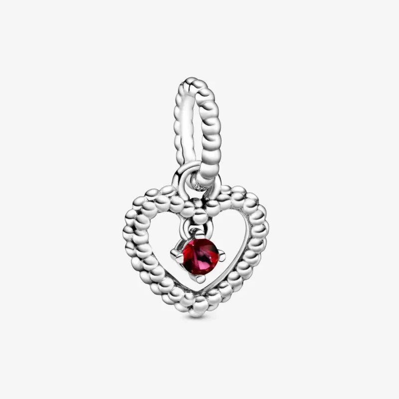 (imagine pentru) Talisman PANDORA tip pandantiv cu inimioară cu mărgele în nuanța roșu intens - 798854C02