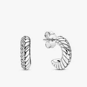 (imagine pentru) Cercei rotunzi PANDORA cu model tip lanț clasic pavé - 299091C01