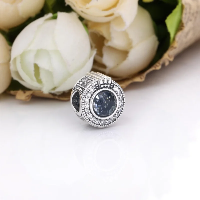 (imagine pentru) Talisman PANDORA albastru O cu coroană strălucitoare - 799058C01 - Vizualizare 2