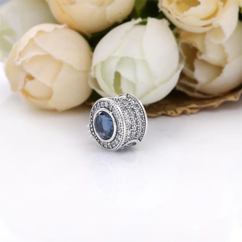 (imagine pentru) Talisman PANDORA albastru O cu coroană strălucitoare - 799058C01 - Vizualizare 4
