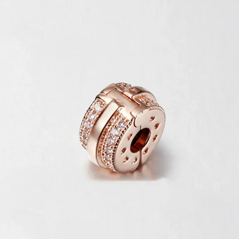 (imagine pentru) Talisman PANDORA cu fixare rapidă cu logo și linii pavé strălucitoare - 789042C0 - Vizualizare 4