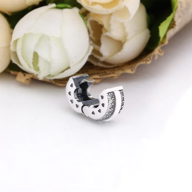 (imagine pentru) Talisman PANDORA cu fixare rapidă cu logo și linii pavé strălucitoare - 799042C0 - Vizualizare 4