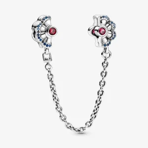 (imagine pentru) Talisman PANDORA cu lanț de siguranță cu Ventilator pliabil albastru și roz - 798163SRUMX
