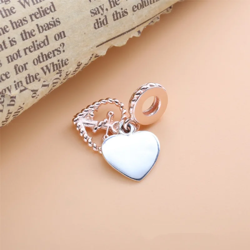 (imagine pentru) Talisman PANDORA de tip pandantiv cu Inima frânghie & Dragoste Ancora - 788940C0 - Vizualizare 3