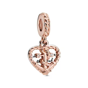 (imagine pentru) Talisman PANDORA de tip pandantiv cu Inima frânghie & Dragoste Ancora - 788940C01