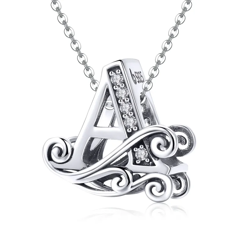 (imagine pentru) Pandora Style Scânteietoare Floare Pavé Litera A Charm - BSC030-A - Vizualizare 2