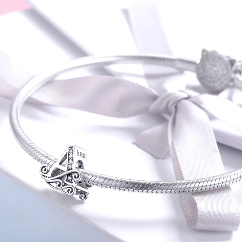 (imagine pentru) Pandora Style Scânteietoare Floare Pavé Litera A Charm - BSC030-A - Vizualizare 3