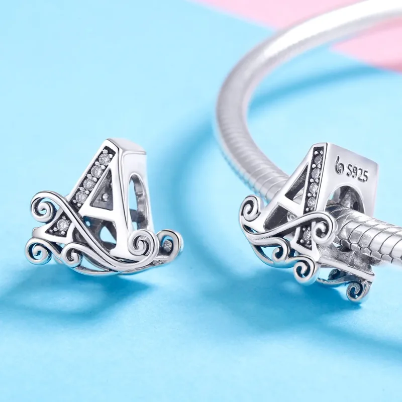 (imagine pentru) Pandora Style Scânteietoare Floare Pavé Litera A Charm - BSC030-A - Vizualizare 4