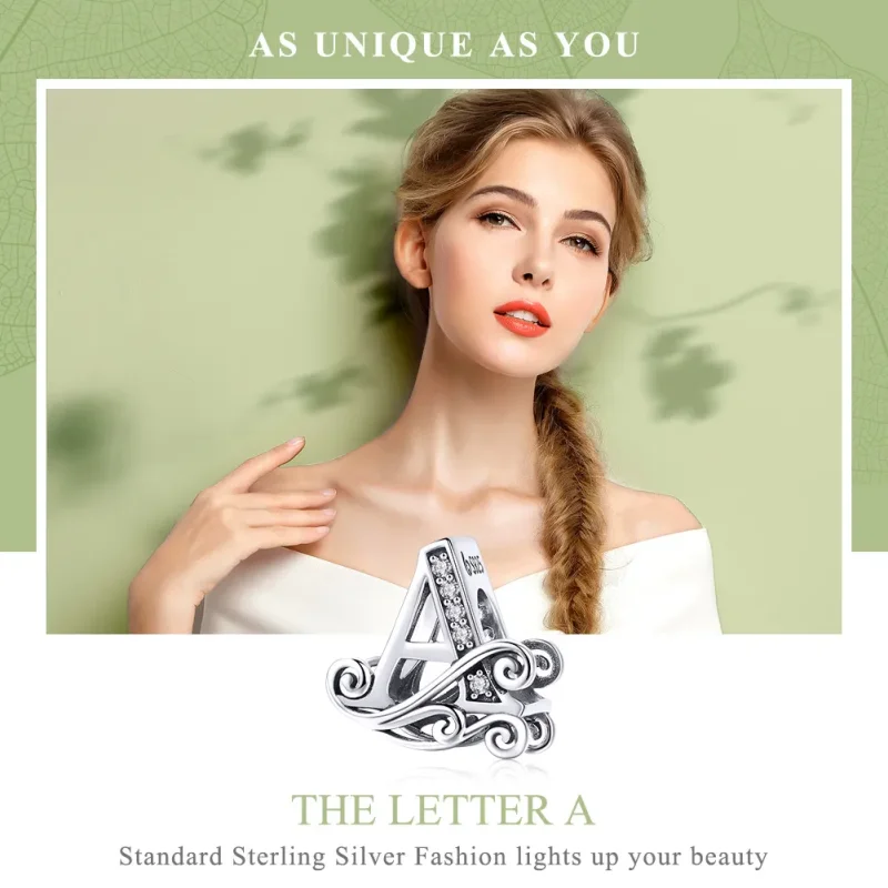 (imagine pentru) Pandora Style Scânteietoare Floare Pavé Litera A Charm - BSC030-A - Vizualizare 7