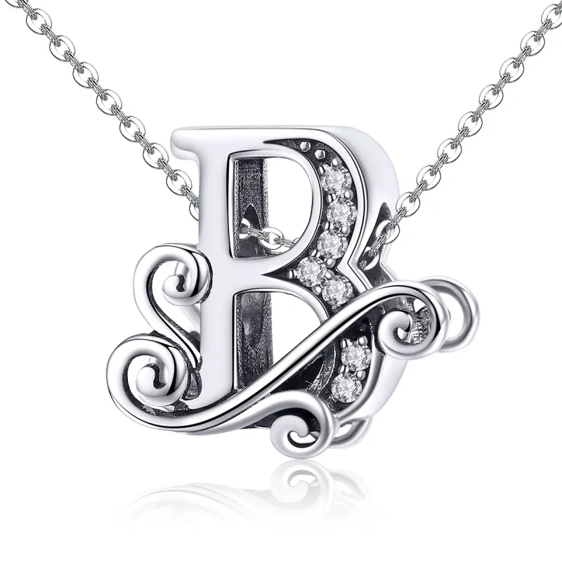 (imagine pentru) Pandora Style Charm cu Floare Strălucitoare Pavé și Litera B - BSC030-B - Vizualizare 2